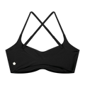 Black sports bra with criss-cross straps.