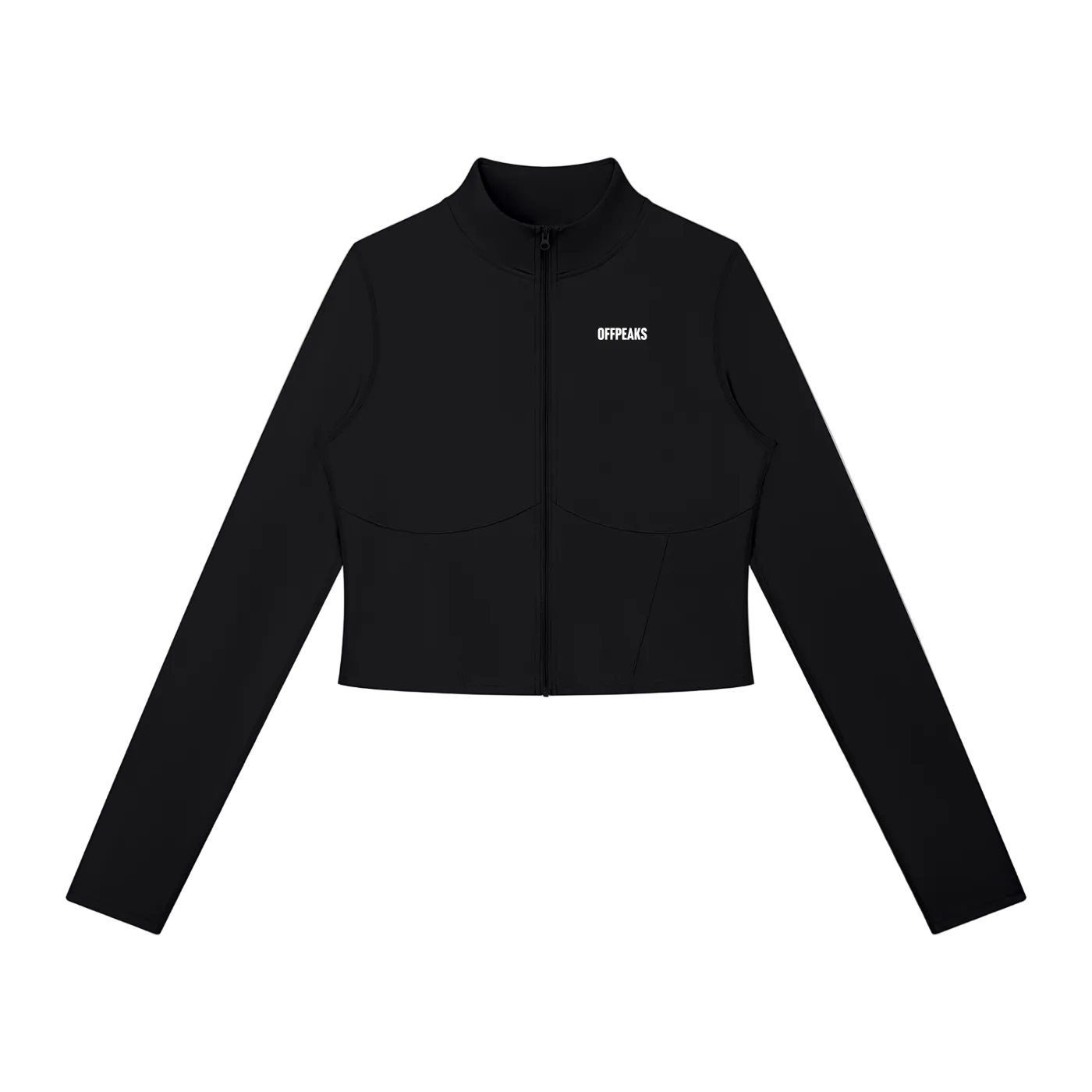 Black jacket with a brand logo.