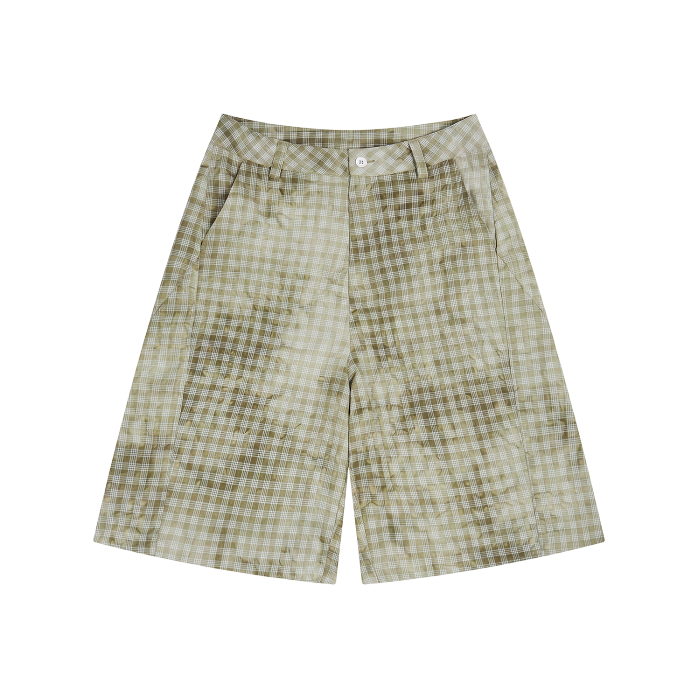 Moss Green Plaid Shorts