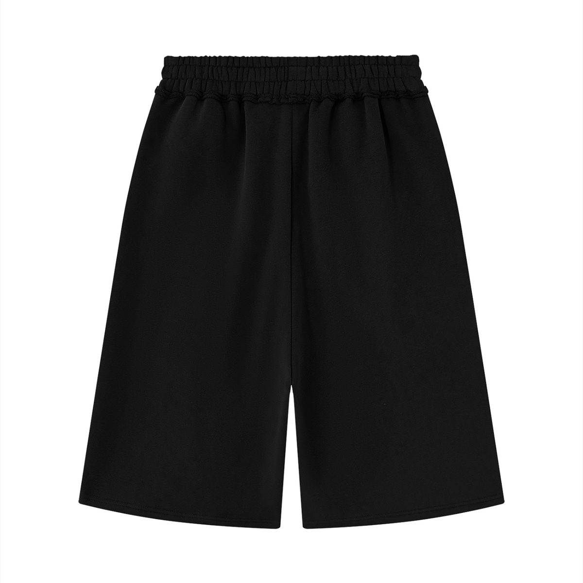 Pitch Black Raw Edge Fleece Shorts
