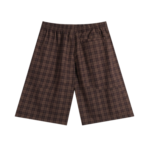 Brown Oak Plaid Baggy Shorts