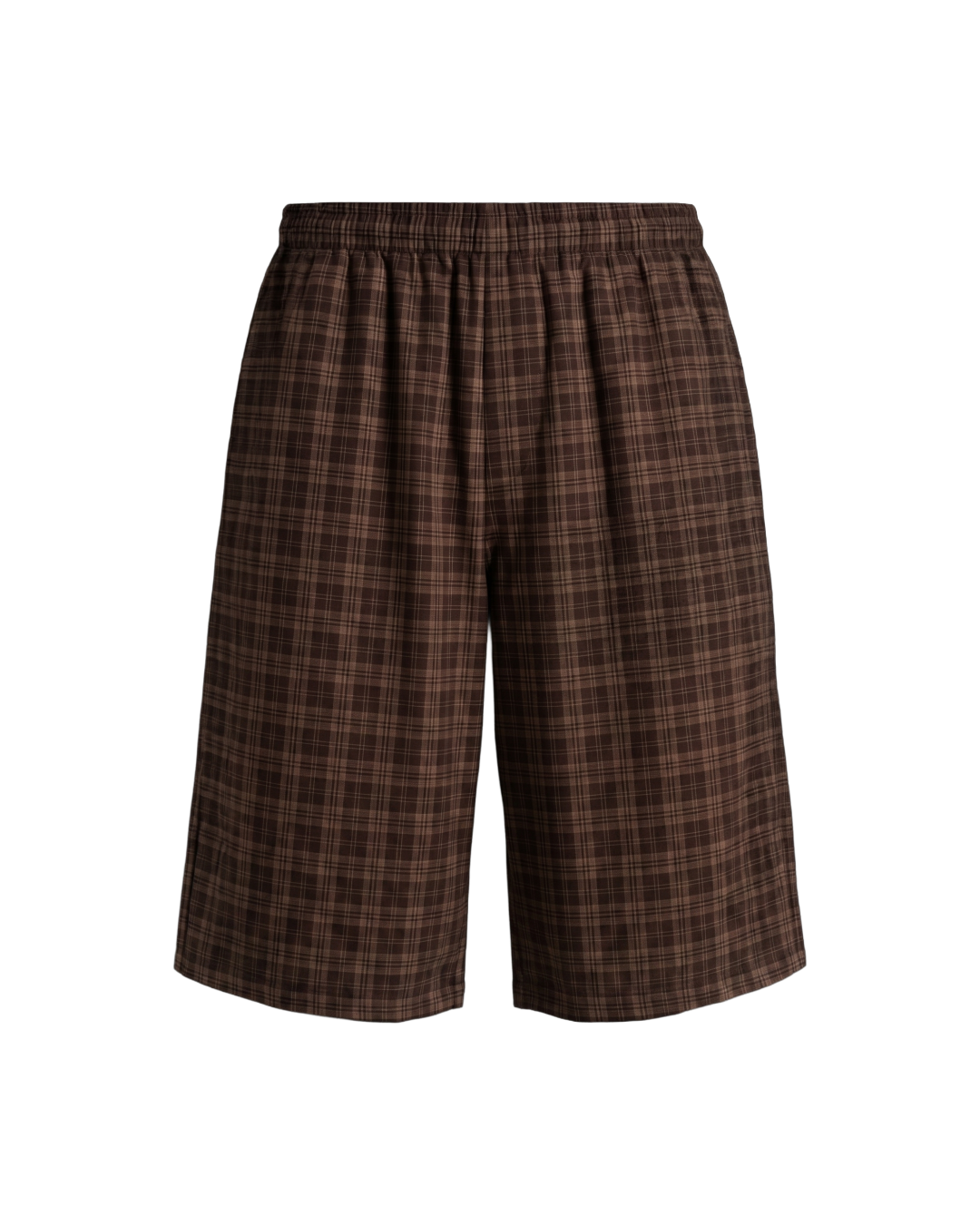 Brown Oak Plaid Baggy Shorts