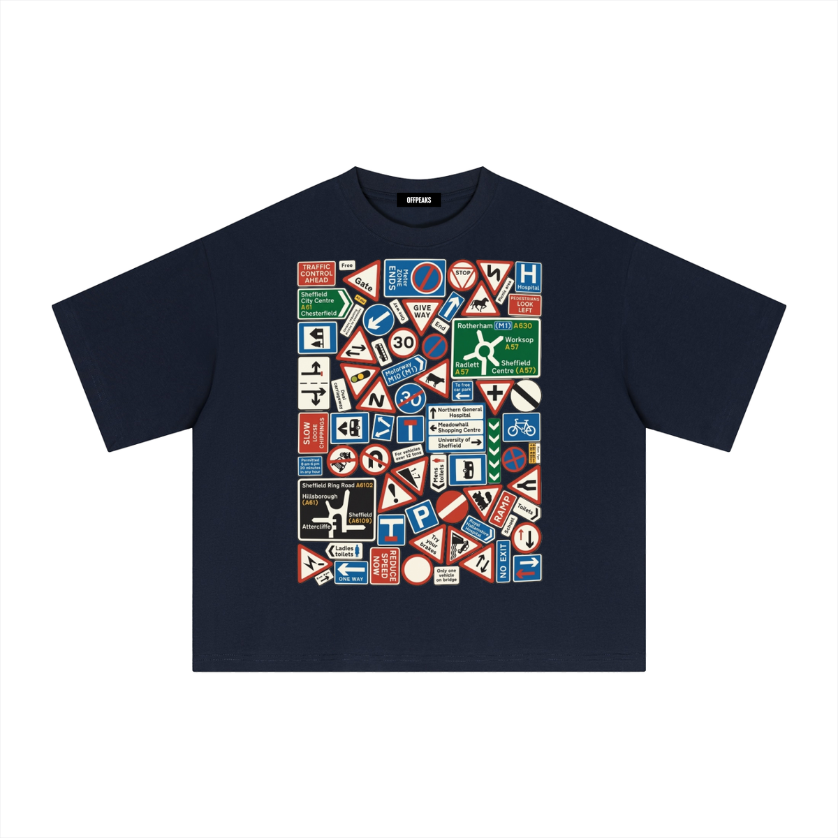 Sheffield Road Signs Tee (Navy)