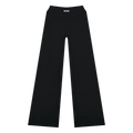 Black wide-leg athletic pants with a small white 'offpeaks' logo on the front waistband,.