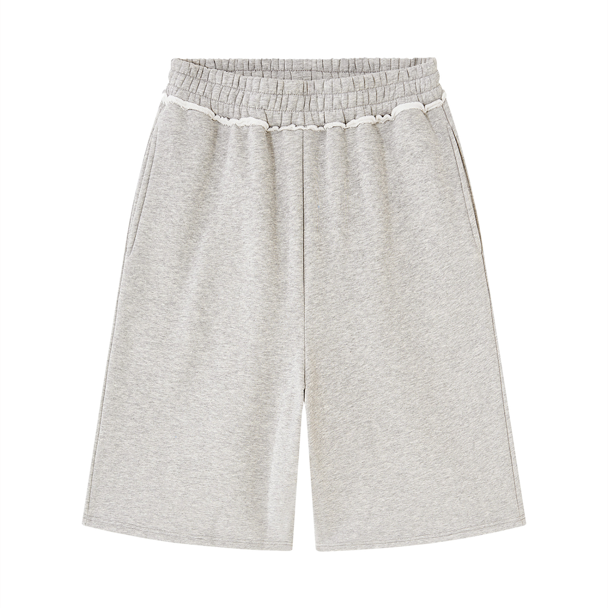 Fog Grey Raw Edge Fleece Shorts
